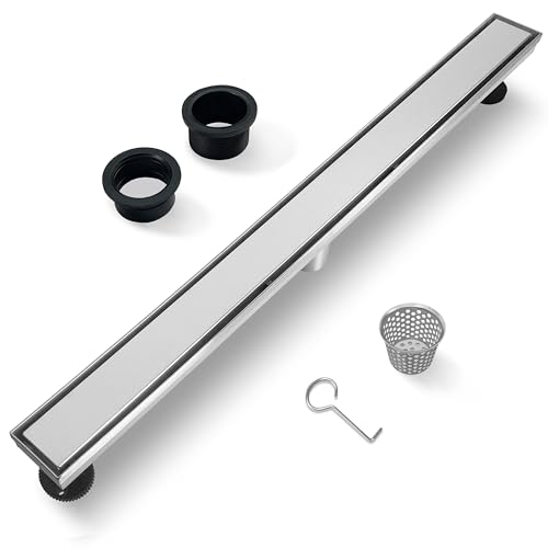48 Inch Linear Drain Shower Drain Brushed Floor Drain with Removable SUS304 Stainless Steel CUPC Certificate and 2-in-1 Tile Insert Grate Cover - color: Brushed, size: 48inch