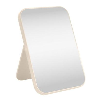 8 Inch Desktop & Wall Hanging Makeup Mirror, Foldable Portable Princess Mirror with Stand, Khaki - color: Khaki