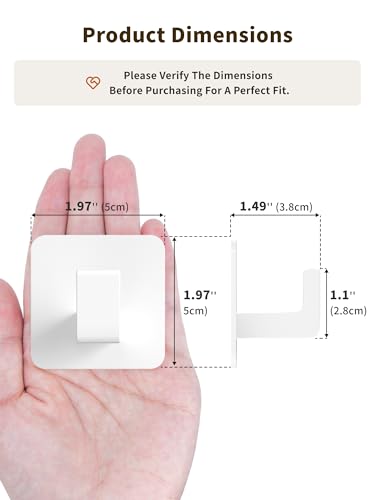 GWAAZXGZ Square Self Adhesive Towel Hooks - 2 Pack White Metal Hooks | Self-Adhesive, Durable Aluminum, Rust Resistant, Right-Angle Style, Easy Install, Space Saving - color: White, size: 2 Pack