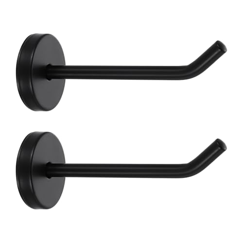 uxcell 2Pcs 4 Inch Coat Hooks, Stainless Steel Long Nose Wall Mount Hook, Robe Towel Hangers with Screws for Livingroom Bathroom Closets and Wardrobe, Black - color: Black, size: 4 Inch