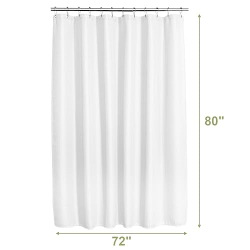 AmazerBath White Shower Curtain 80 Inches Long, Waffle Shower Curtain 72x80 Inches, Long Shower Curtain Fabric, Heavy Duty 240GSM, Hotel Quality, Bathroom Curtain, Premium Polyester - color: White, size: 72"W x 80"L (Pack of 1)