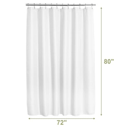 AmazerBath White Shower Curtain 80 Inches Long, Waffle Shower Curtain 72x80 Inches, Long Shower Curtain Fabric, Heavy Duty 240GSM, Hotel Quality, Bathroom Curtain, Premium Polyester - color: White, size: 72"W x 80"L (Pack of 1)