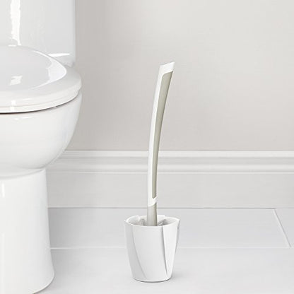 Better Living Products 17253 LOOEEZ Hygienic Toilet Squeegee/Brush, White with Grey | Premium Quality Flexible Rubber Toilet Brush and Quick Drying Holder Set, Deep Cleaning Blades Reach Under the Rim