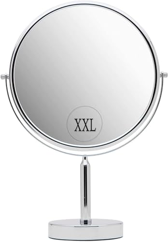 XXLarge Oversized 3X Weak Magnifying Mirror with Stand for Desk, Table, Retail Store Countertop, and Makeup Vanity - Double Sided 3X/1X Magnification - 17" Tall and 11" Wide