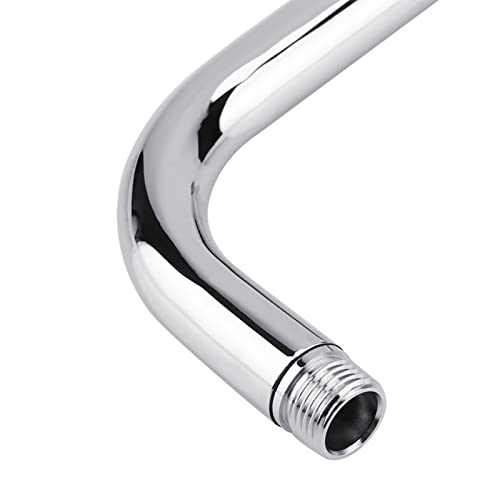 Yctze Extra Long Shower Arm with Wall Fixed Chrome Finish, Stainless Steel Rain Replacement Flange Set, 18in Extension Pipe for Rain Shower