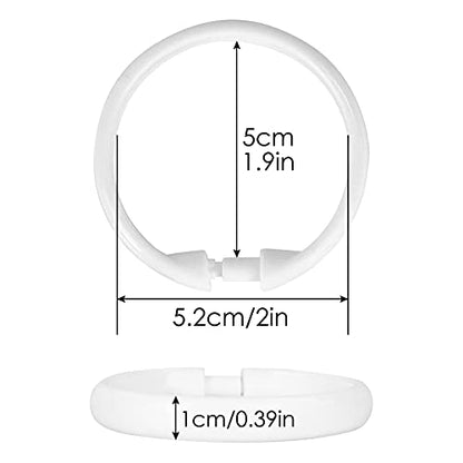12 Packs Circular Shower Curtain Rings, Plastic Curtain O Rings Hooks for Bathroom, Glide Easily on Bathroom Shower Rod (White) - color: White