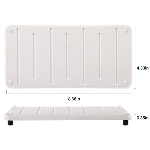 2PCS Water Absorbing Stone Drying Mat for Bathroom Sink & Kitchen Counter Organizer, Instant Dry Soap Dispenser Sponge Holder, Sink Caddy, Vanity Tray (8.66"x4.33"-White) - color: 8.7" X 4.3" White With Feet