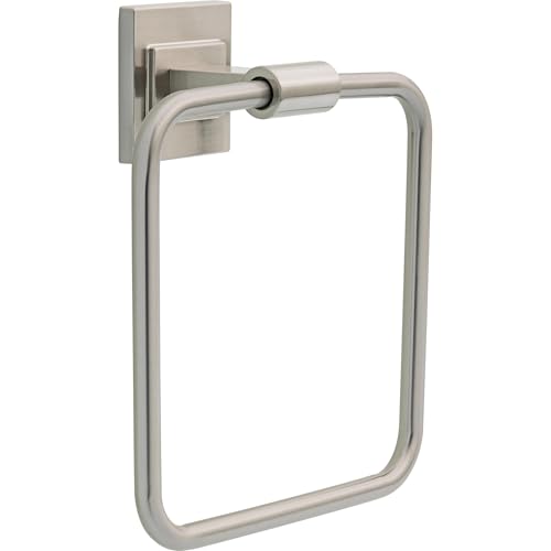 Delta Faucet McLaren (1-Pack) Hand Towel Holder, SpotShield Brushed Nickel, Square Ring for Bathroom or Kitchen Sink, Wall Mounted MCL46-BN