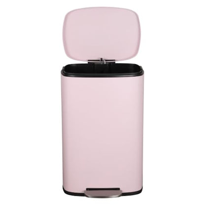 happimess Connor 2-Piece Iron Trash Can, Blush Pink | 13.2 And 1.3 Gallons, Rectangular, Soft-Close Lid, Step Pedal, 20 Liners, 26" And 12" Height - color: Blush Pink