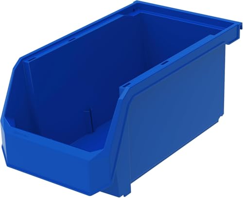 Large Stackable Plastic Storage Bins, 6-Pack, Blue | Open-Front Stackable Bins For Garage, Pantry, Closet & Office, 14,8"L X 8"W X 7"H, Nests When Empty, Durable Plastic, - color: Blue, size: Large, 6-Pack