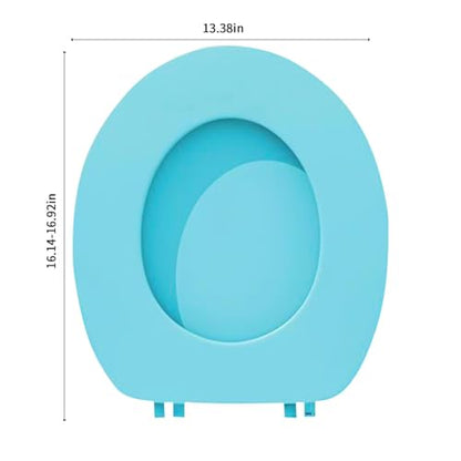 Soft Close Round Toilet Seat - Thickened Plastic Lid, Easy to Clean, Quiet Comfort, Fits Standard Toilets, White, Easy Install (Blue) - color: Blue