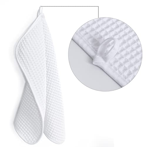 POLYTE 430 GSM Microfiber Lint Free Washcloth Face Towel, 13 x 13 in, 4 Pack (Waffle Weave) - color: White