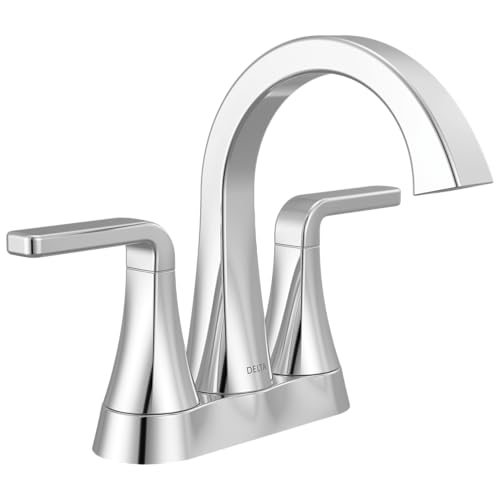 Delta Lineax Centerset Chrome Bathroom Faucet, 4 Inch 3 Hole Bathroom Sink Faucet for Vanity, Metal Push-Pop Drain Assembly, Chrome 2562LF-MPU - color: Chrome