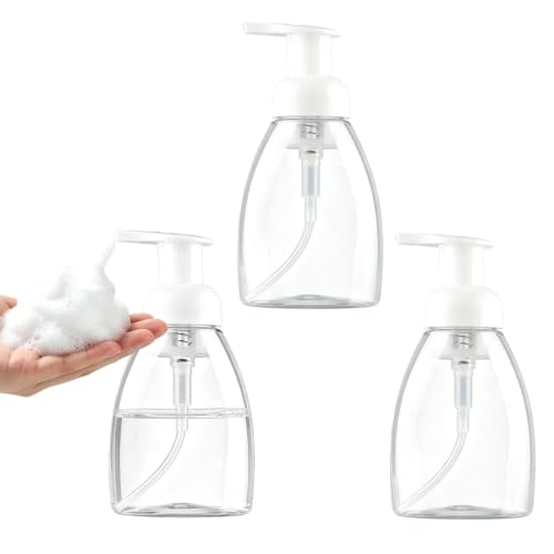 3 Pack 8 Oz Foaming Soap Dispenser BPA Free Refillable Plastic Pump Bottles | Foaming Soap Dispenser Fit for Hand Soap Shampoo, Perfect for Bathroom Kitchen Home Use