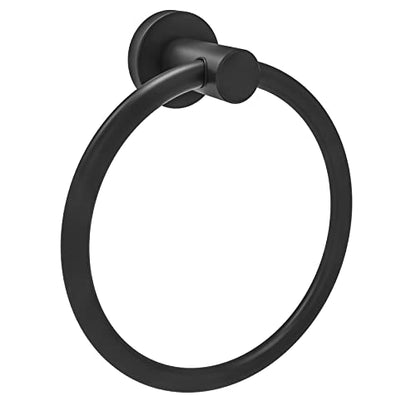 RARXTR Matte Black Towel Ring, Hand Towel Holder for Bathroom Kitchen Modern Rounded Base Wall Mount SUS304 Stainless Steel - color: Matte Black