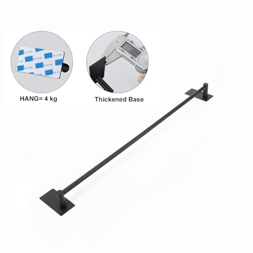 NearMoon Self Adhesive Bathroom Towel Bar- Stainless Steel Bath Wall Shelf Rack Hanging Towel Stick On Sticky Hanger Contemporary Style, NO Drilling (1 Pack, Matte Black, 24-Inch Towel Rack) - color: Matte Black, size: 24-Inch
