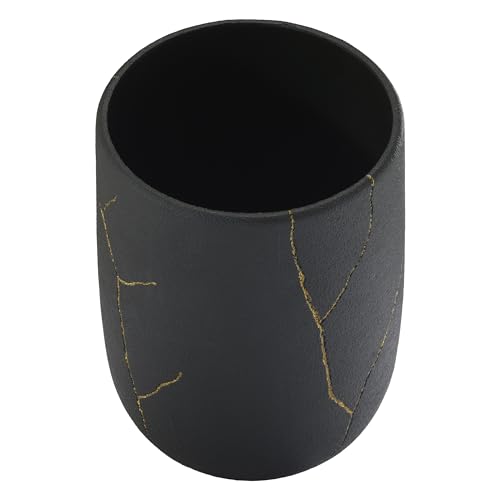 Nicole Miller - Wastebasket, Decorative Trash Can, Resin Bathroom Accessories (Sydney Collection, Black/Gold) - size: Wastebasket