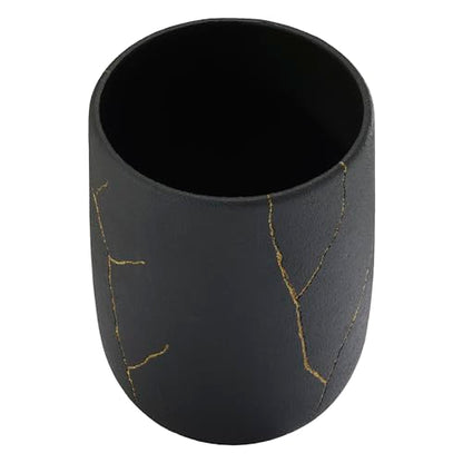Nicole Miller - Wastebasket, Decorative Trash Can, Resin Bathroom Accessories (Sydney Collection, Black/Gold) - size: Wastebasket