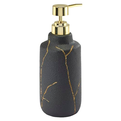Nicole Miller - Bathroom Set, 2pc Resin Accessories, Toothbrush & Lotion Pump/Soap Dispenser, Dorm Room Essentials (Sydney Collection, Black/Gold) - size: 2 Pack Accessories