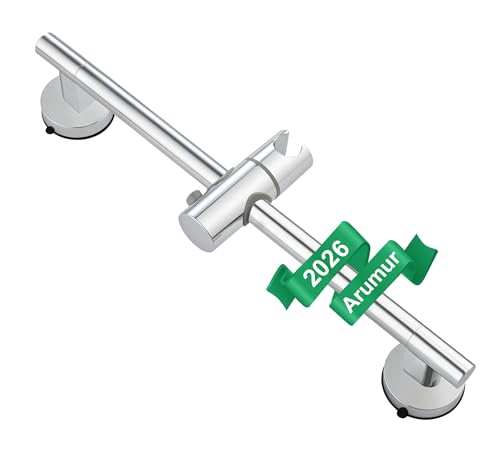 Upgraded 17.7 Inch Shower Slide Bar w/ Waterproof Suction Cup,SUS Metal Bar Heavy Duty, Removable & Adjustable Handheld Shower Head,Wall Mount Drill-Free Install No Tool,Bathroom Wall Protect - color: Chrome Polish