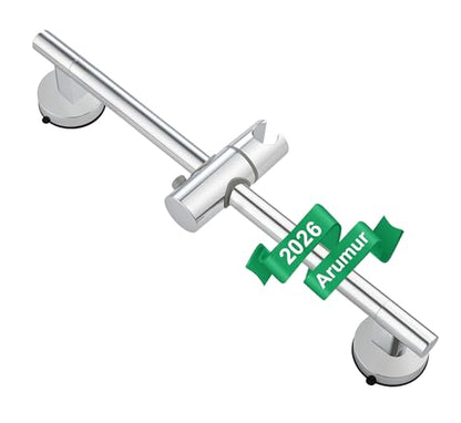 Upgraded 17.7 Inch Shower Slide Bar w/ Waterproof Suction Cup,SUS Metal Bar Heavy Duty, Removable & Adjustable Handheld Shower Head,Wall Mount Drill-Free Install No Tool,Bathroom Wall Protect - color: Chrome Polish