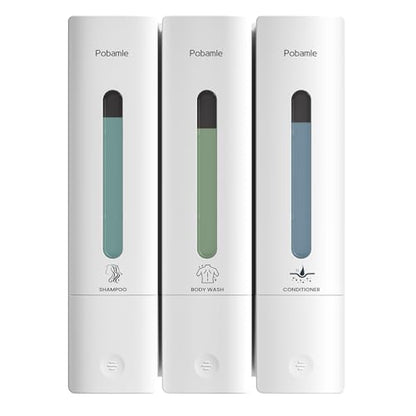 Shampoo and Conditioner Dispenser - Shower Soap Dispenser Wall Mounted No Drill - Shampoo Conditioner Body Wash Dispenser 3 Chamber - Easy Install for Bathroom Hotel White 1200ml - color: White 3 Chamber