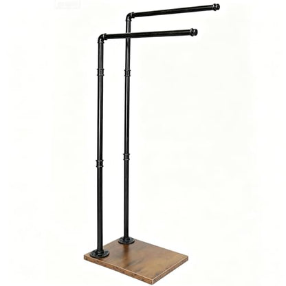 Hjarta Freestanding Towel Rack for Bathroom, 2-Tier Free Standing Towel Stand, Farmhouse Towel Holder for Bath Towel Sheet, Rustic Brown - color: Rustic Brown