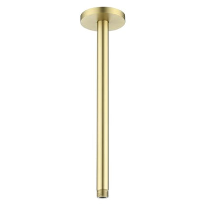 RANDOM Shower Arm with Flange,Gold 12 Inches Ceiling Mount Shower Head Extension Arm Straight Arm Ceiling-Mounted For Fixed Shower Head,Brushed Gold.RD91038-12BG - color: 12″ Brushed Gold(Round Flange)