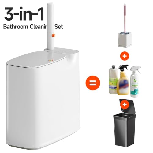 CTIME 3 in 1 Bathroom Trash can with toilert Brush,12 Refills | 3 in 1,modern bathroom, 12 Refills,bathroom, toilet