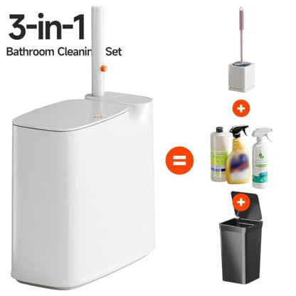 CTIME 3 in 1 Bathroom Trash can with toilert Brush,12 Refills | 3 in 1,modern bathroom, 12 Refills,bathroom, toilet