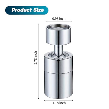 360° Swivel Faucet Aerator, Dual Mode Water Saving Sprayer Head, Chrome Brass Nozzle, Universal Fit for Kitchen & Bathroom Sinks (22mm Male & 24mm Female)