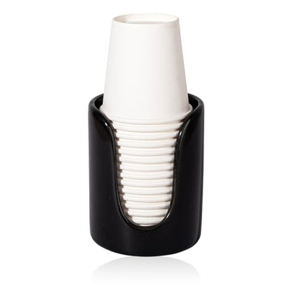 Ceramic Bathroom Cup Dispenser, Fits 3–4 Oz Cups, 1 Pack, Black | Small Countertop Cup Holder for Mouthwash & Rinsing – Non-Slip Base, Easy-Access Design, Kitchen & Bathroom Ready - color: Black, size: 1 Pack