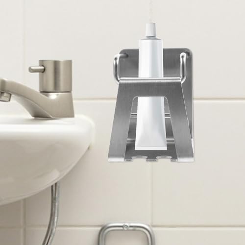 Stainless Steel Wall Toothbrush Rack with Rinsing Cup Holder Wall-Mounted Organizer for Toothbrushes Toothpaste and Bathroom Items Easy No-Drill Installation Water-Drain Design