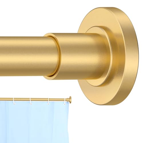 CorkLatta Gold Shower Curtain Rod 31 to 68 Inch,1 Inch Diameter Adjustable Spring Tension Stainless Steel Telescoping Rod,Easy Install,No Rust - color: Gold, size: 31-68