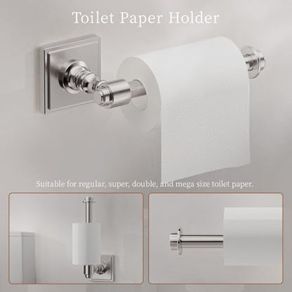 VEHCIL Brushed Nickel Bathroom Accessories Set, 5-Piece Bathroom Hardware Set, 24 Inch Towel Bar, SUS304 Stainless Steel, Towel Racks for Bathroom Wall Mounted Towel Ring Toilet Paper Holder Hooks - color: Brushed Nickel