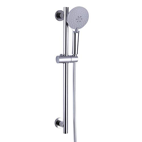 Shower Slide Bar with three Function Massaging Hand Shower Head Adjustable SUS 304 Stainless Steel Polished D500011C - color: Chrome
