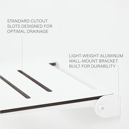 Seachrome 18 inch Silhouette Slimline Folding Wall Mount Shower Bench Seat, White Seat with White Frame - color: White Seat With White Frame