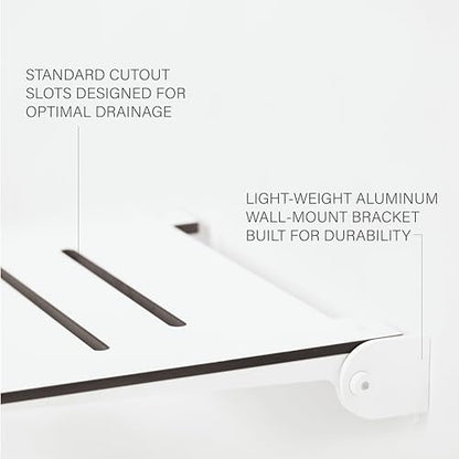 Seachrome 18 inch Silhouette Slimline Folding Wall Mount Shower Bench Seat, White Seat with White Frame - color: White Seat With White Frame
