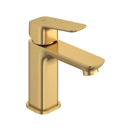 GROHE Cubeo S-Size Single-Hole Single-Handle Bathroom Faucet, Brushed Gold | Bathroom Sink Faucet: Single Hole Vanity Faucet, Water-Saving 1.2GPM, SilkMove Ceramic Valve, Drain Not Included | 101899GN00 - color: Brushed Gold, size: S-Size