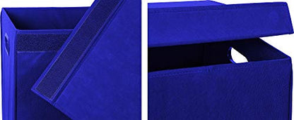 Simple Houseware Foldable Laundry Hamper Basket with Lid, Dark Blue - color: Dark Blue