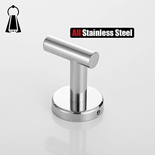 JQK Chrome Bathroom Towel Hook, 304 Stainless Steel Coat Robe Clothes Hook for Bathroom Kitchen Garage Wall Mounted (Pack of 2), TH100-CH-P2 - color: Chrome, size: 2 Pack