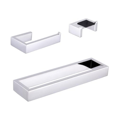 GERZWY 3-Piece Bathroom Accessory Set SUS 304 Stainless Steel Toilet Paper Holder Towel Ring Towel Hooks Wall Mount, Polished Finish HG1708-3JG - color: Polished