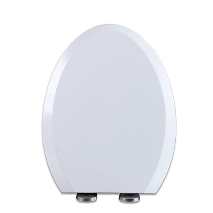 Soft Close Elongated Toilet Seat - Easy Clean, Universal Fit, Durable UF Material, Non-Slip Bumpers, Quiet Lid, White - Perfect for Home Bathrooms.