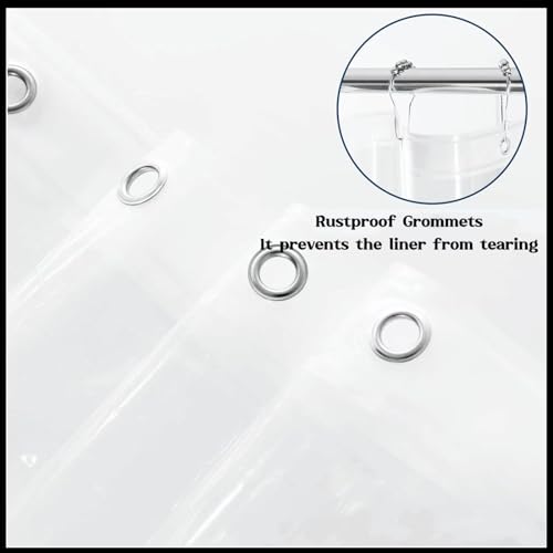 Clawfoot Tub Short Shower Curtain or Liner 180x60 Inch with 12 Magnets Wrap Around Shower Liner Extra Wide PEVA Shower Curtain Sets 32 Metal Hooks Included