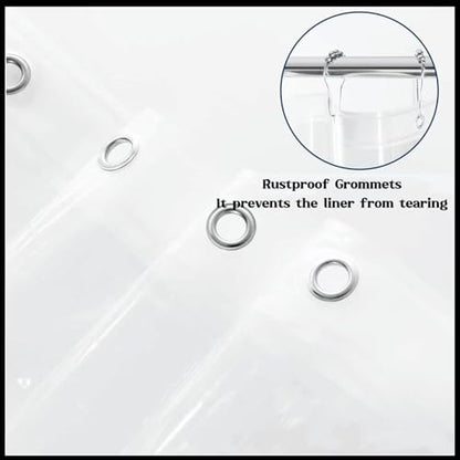 Clawfoot Tub Short Shower Curtain or Liner 180x60 Inch with 12 Magnets Wrap Around Shower Liner Extra Wide PEVA Shower Curtain Sets 32 Metal Hooks Included