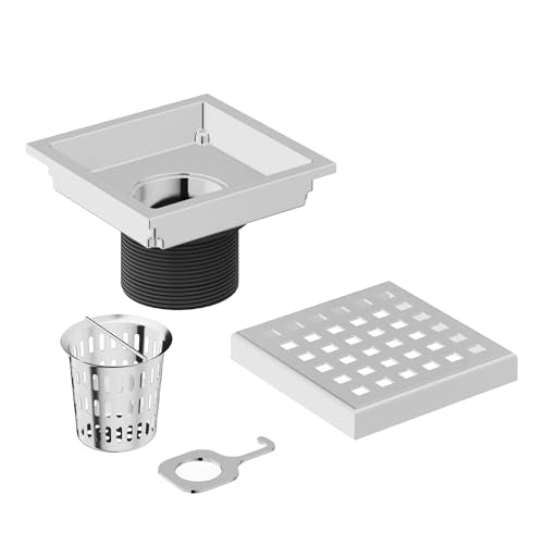 VIGO Elan 4.38 in. W x 4.38 in. L Square Shower Drain in Chrome - VG07004CH - color: Chrome, size: 4 in.