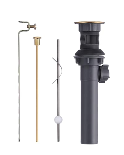 WOWOW Gold Bathroom Drain Assembly with Lift Rod and Overflow Stopper for Vessel Sink - color: Gold, style: Style B: lift rod drain