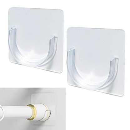 Venupple Shower Rod Holder, 2 Packs Tension Curtain Rod Bracket No Drilling, Adhesive Shower Rod Retainer Shower Curtain Rod Holder | Shower Curtain Rod not Included Transparent | Adhesive Shower Rod Retainer Shower Curtain Rod Holder for Wall| Shower Cur