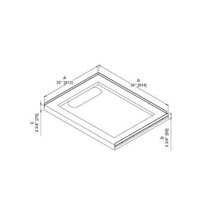 OVE Decors 32x36" Shower Base, White - size: 32 x 26, style: Side Drain
