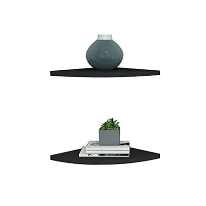 Floating Corner Shelf 8 Inch Black Set of 2,for 90 Degree Room Corner Wall Mounted Storage Display Shelves for Small Plant, Photo Frame, Toys and More
